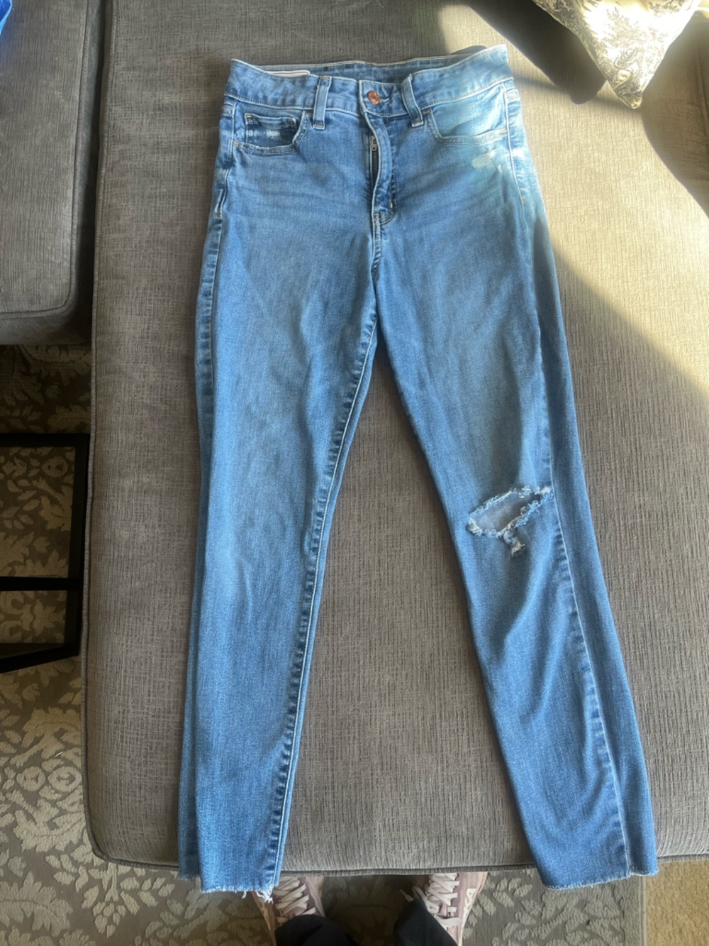 GAP Light Blue Distressed High-Rise Skinny Jeans